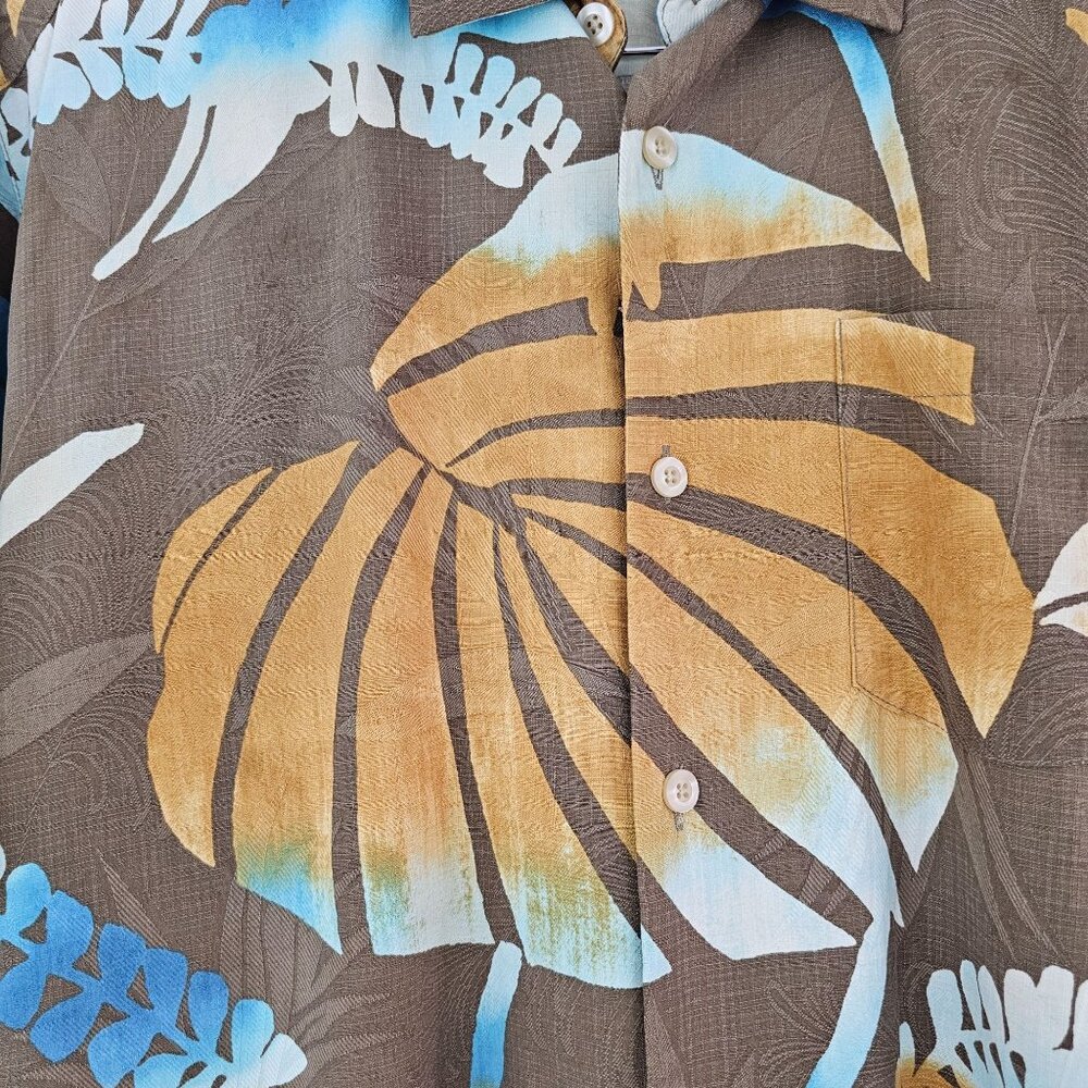 Tommy Bahama Mens Sz M 100% Silk Short Sleeve Relaxed Fit Camp Palm Fern Shirt - Picture 2 of 10